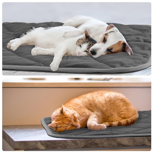PEUTIER 2PCS Self Heating Pet Mats,Soft Self Warming Cat Bed Mat Self Heating Dog Kennel Mat Warming Pet Pad Comfortable Non Skid Cat Thermal Pads for Dogs Puppy Rabbit in Winter(15.75 x 19.69inch) - Image 4