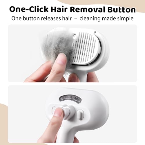 Image of Steam Slicker Brush Pet Shedding Hair-Spray Brushes for Grooming and Desheding, Indoor Detangler for Cats and Dogs,4 in 1, Suitable for Long and Short-Haired, Effectively Removes Loose Fur (White)