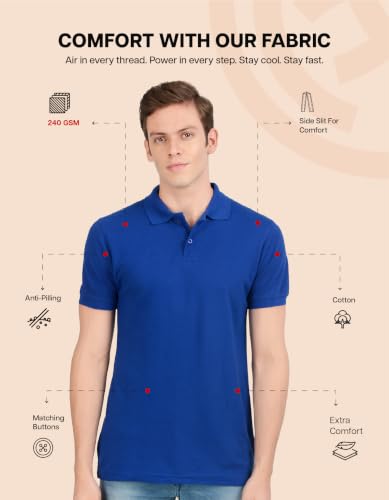 Image of Scott International Men's Cotton Polo T-Shirt | Six Degrees Soft & Breathable Collared T-Shirt | Half Sleeve Regular Fit Casual Wear | Comfortable Everyday Polo T-Shirt for Men