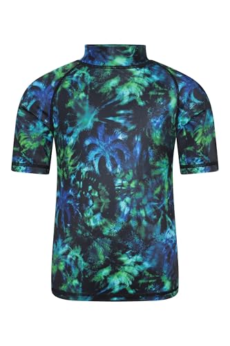 Mountain Warehouse Short Sleeves Kids Rash Vest - UPF50+ Sun Protection Rash Guard, Fast Dry, Flat Seams Childrens Top - for Spring Summer, Swimming & Water Sports Green Kids Size 7-8 Years