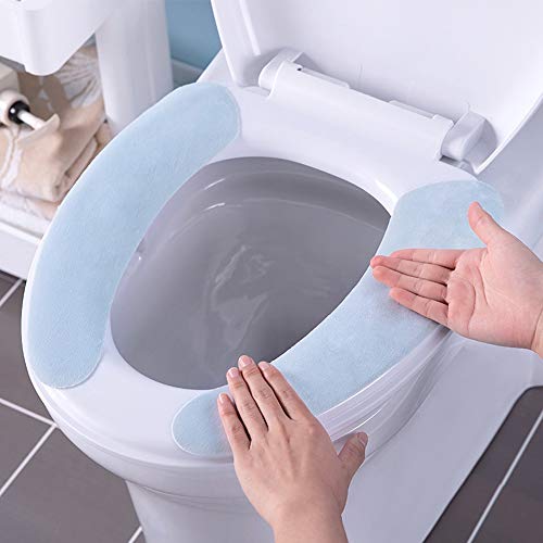 Ziyero 4 Paar WC-Sitzbezüge Plüsch Toilet Seat Cover Selbstklebende Waschbar WC Abdeckung Cover Leicht zu Tragen, Kann Getrimmt Werden, für Zuhause, Reisen, Erwartete Mamas, Altere Menschen—4 Farben – Bild 7
