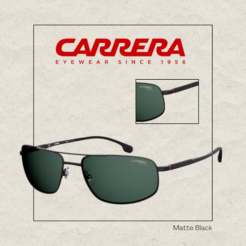 Carrera CA8036/S 0003/QT 62M Matte Black/Green Rectangular Sunglasses For Men + BUNDLE with Designer iWear Eyewear Kit3