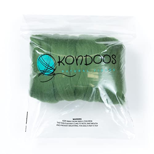 Kondoos Coloured 225 gram Natural Wool roving Tops, Best Wool for Needle Felting Wet Felting, handcrafts - Image 3