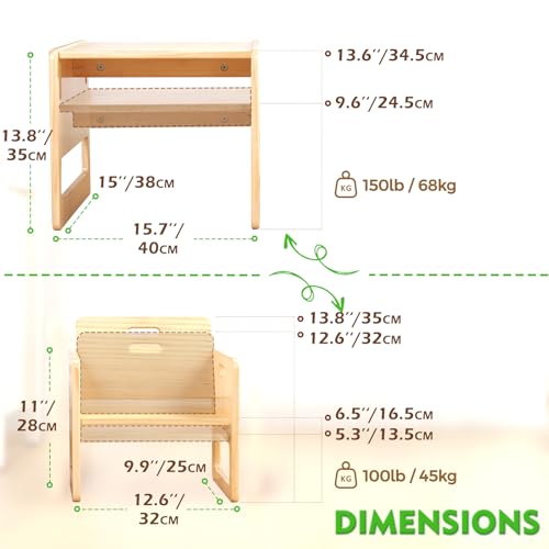 image for FUNLIO Montessori Weaning Table and Chair Set for Toddlers Age 1-3, He