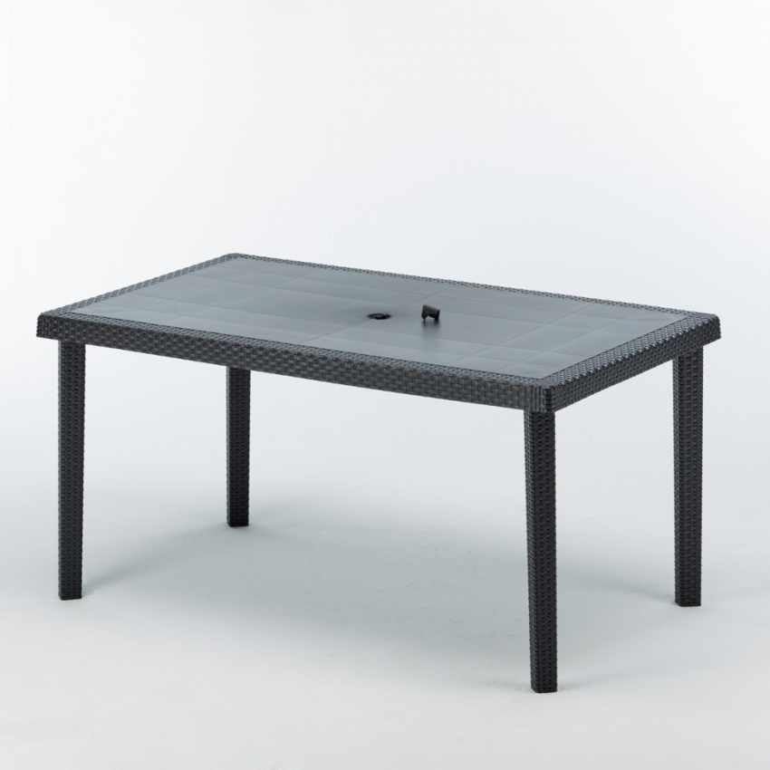 Produce Shop Tavolo Poly Rattan Rettangolare 150x90 Grand Soleil Boheme - Nero
