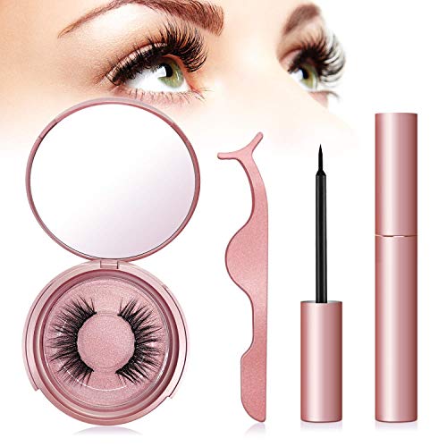 Magnetic Eyeliner, Jnuyisw 2 Pairs Falses Eyelashes Magnetic Kit,Magnetic Lashes of Reusable Natural 3D False Lash