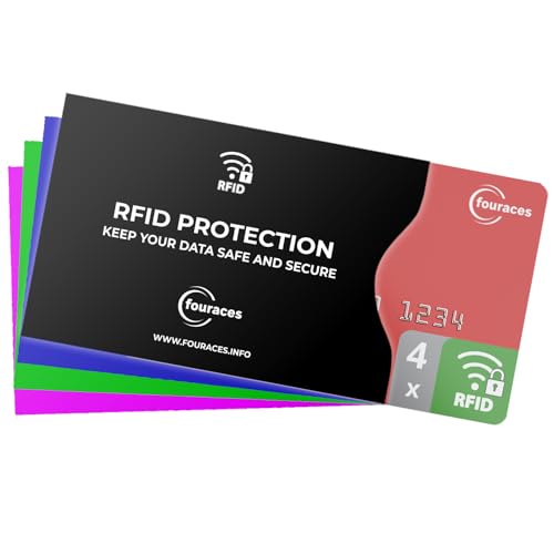 fouraces Fundas para Tarjetas de crédito   4X NFC protección RFID   certificato   cartón   Multicolor   custodia bancomat schermato   proteggi Carte di credito contactless