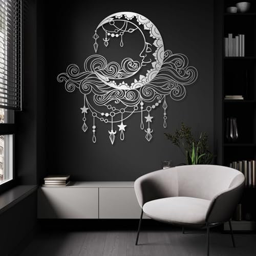 Metal Wall Art Wall Decor Moon and Stars, Moon Decor,