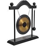 LAPYAPPE 復古木製スタンド付き真鍮デスクトップゴング 卓上風水オーナメント 新築祝いインテリア に 家やオフィス装飾用