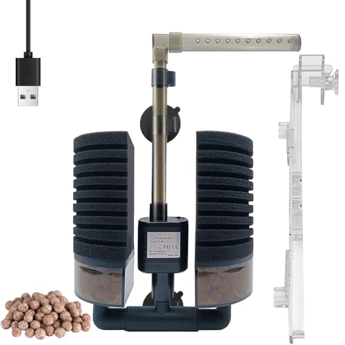 DEGGOX 10-20 Gal Aquarium Sponge Filter with Pump,USB Power Sponge Filter for Shrimp Betta Axolotl Betta Nano Fish Tank,Upgrade Clip Installation
