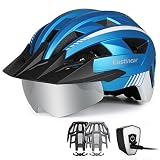 EASTINEAR Adults Bike Helmet with Magnetic Goggle Bicycle Helmet with USB Rechargeable LED Light for