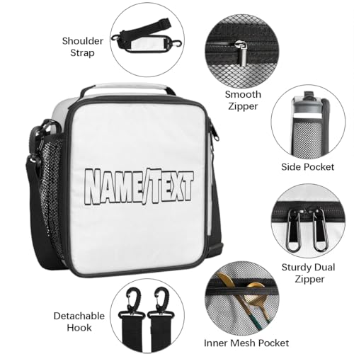 Customized Backpack with Lunch Box White Travel Backpack Bookbag & Lunch Bag Personalized Insulated Lunchbox Waterproof Daypack Laptop Backpack Freezable Lunch Bag4