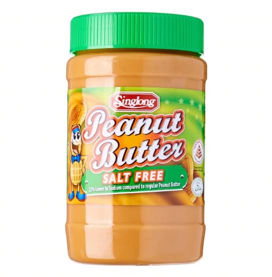 Singlong Mantequilla de maní cremosa (sin salado) 17.99oz - 25% más baja en sodio en comparación con la mantequilla de maní normal.