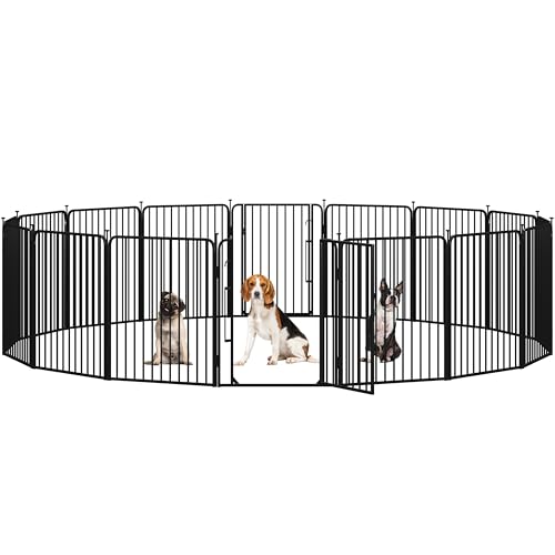 Yaheetech Welpenauslauf 16-teilig 80cm hoch, Welpenlaufstall mit integriertem Schloss, Geräuscharme Rohre, Bodenschoner, 8 mm Verstärkte Metalldrähte, Hundelaufstall für Wohnung & Garten Yaheetech Welpenauslauf 16-teilig 80cm hoch, Welpenlaufstall mit integriertem Schloss, Geräuscharme Rohre, Bodenschoner, 8 mm Verstärkte Metalldrähte, Hundelaufstall für Wohnung & Garten