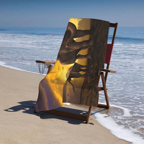 Drap de plage éléphant au coucher de soleil serviette microfibre sans sable - 6