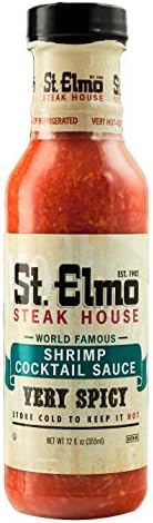 St Elmo Steak House Cocktail Sauce, Extra Spicy Seafood Sauce for Shrimp, 12 Fl Oz