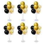 6 Set Balloon Stand Kit for Table Centerpieces With Balloon and Base Party Decorations for Birthday Wedding Retirement Graduation Baby Shower (Black Gold)