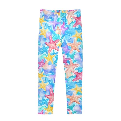 Watercolor Starfish Girls Leggings Soft Stretch Workout Yoga Dance Pants for Kids Casual Tights
