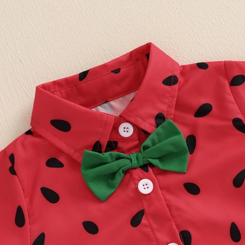 Newborn Baby Boy Watermelon Romper Shirts Summer Clothes Formal Outfit Button Down Short Sleeve Bodysuit Tops4