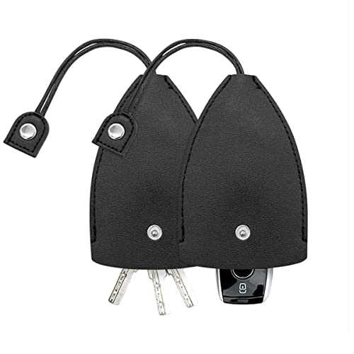 Moioee Car Key Case 2PCS Creative Pull-Out Key Sleeve Keychain Bags PU Leather Large-Capacity Protective Key Holder Hook (Black)