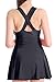 HENGJIA Women's Elegant Crossover One Piece Swimdress Skirted Bottom Swimsuit (FBA) Pearl Black 4XL(US12-14)
