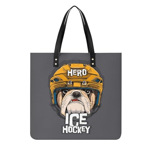 Sac shopping bouledogue de hockey pour femmes grand cabas imprimé 39x39cm