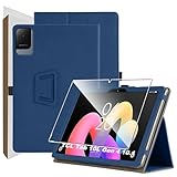 zZjoOoj Cover Per TCL Tab 10L Gen 4 Tablet 10.1 Pollici Tablet con 1 Pezzi Pellicola Vetro Temperat, Ultra Sottile,Custodia in Pelle PU Premium con Funzione Leggio Verticale,Blu scuro