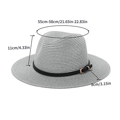 Straw Sun Hats For Women Men Panama Fedora Summer Hat With Leather Belt Wide Brim Beach Sun Jazz Cap #TOP3