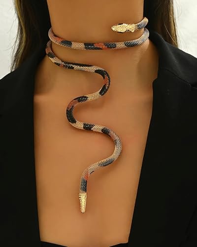 Bendable Snake Necklace for Women Glexible Bendable Snake Bracelet Adjustable Flexible Multi-purpose Neck-lace Halloween Medusa Costume Outfits Accessories3