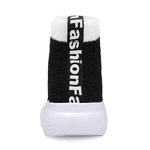 Casbeam Boys And Girls High Top Fashionable Running Shoes Kid Sports Walking Slip On Sneaker Athletic Tennis Outdoor Sports Shoes Black&White Size 3 #TOP3