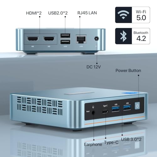 Image of PELADN Mini PC, N97(up to 3.4GHz),16GB DDR4 /512GB SSD,Type-C /Dual HDMI 4K /60Hz Triple-Display USB3.2 /BT4.2 /WiFi5 Mini Computers for Home Office