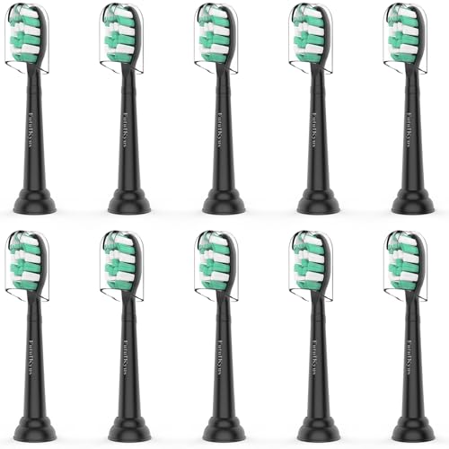 Toothbrush Replacement Brush Heads for Philips Sonicare C1 C2 ProtectiveClean 4100 5100 5300 Electric Sonic Tooth Refill Head Plaque Control 10 Pack Black