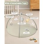 Baby Play Gym and Tummy Time Mat - Plush Play Mat with 6 Detachable Toys for Babies 0-6-12 Months, Baby Activity Mat Promote Motor Skill Development, Green - Image 2
