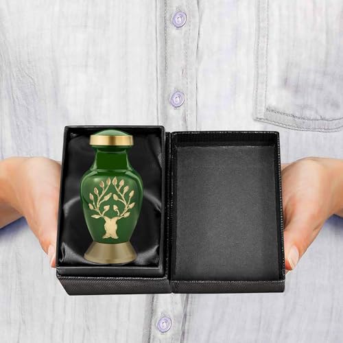 Image of Trupoint Memorials Small Urns for Human Ashes Keepsake, Tree of Life Decorative Mini Cremation Urn for Adult Men and Women, Green