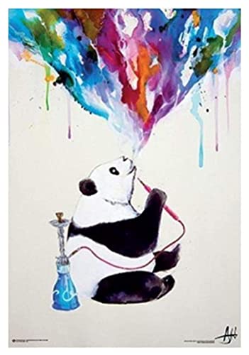 DPFRY Aquarell Panda Shisha Rauchen Leinwand Malerei Druck Und Poster Für Haus Und Wohnzimmer Wanddekoration Xr180Sy…