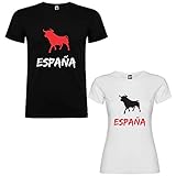 Pack de 2 Camisetas para parejas. Modelo "Toro España". Materiales de alta calidad.