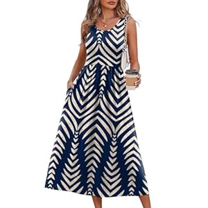 WIHOLL Summer Dresses for Women Flowy Casual Midi Dress Beach Vacation Sundresses with Pockets