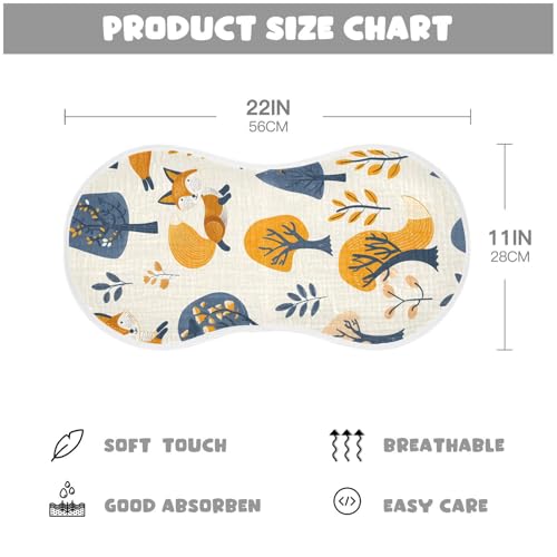 Foxes in The Forest Muslin Burp Cloths 22x11 Inch - 4-Layer Organic Cotton & TPU Waterproof Lining, Absorbent Baby Bibs for Boys/Girls with Hanging Loop4