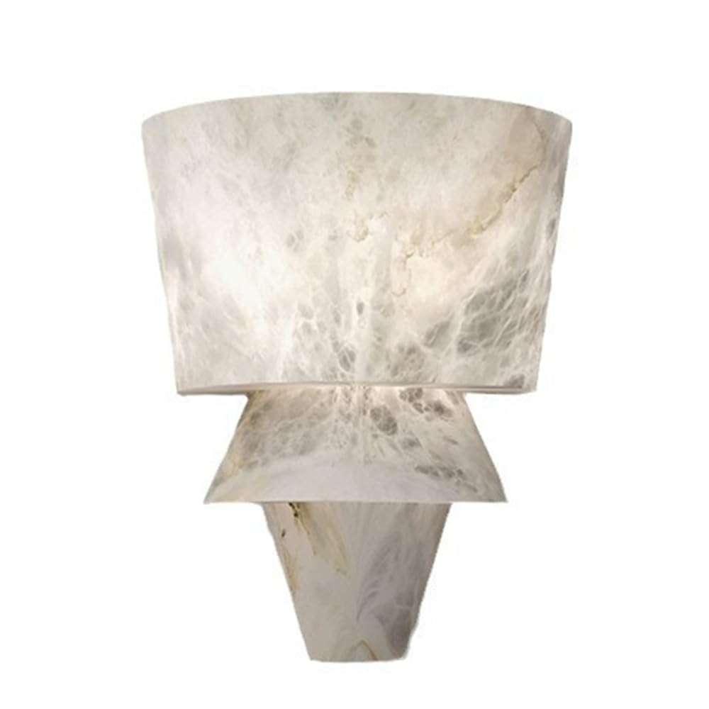 OZBMA Alabaster Sconce Wall Lighting Indoor Lamp Spanish Natural Marble Vanity Sconces Decor Aesthetic White Finish for Bedroom Hallway Bedside Living Room