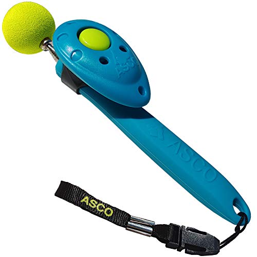 ASCO ClickStick - Target Stick mit abnehmbarem Premium Clicker - Target Stab für Hunde Katzen Clickertraining - Targetstick ausziehbar mit extra Klicker - Targetstab für Target-Training, blau