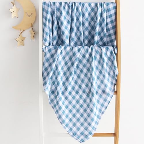 Image of LifeTree Baby Swaddle Blankets, Boys Girls Muslin Swaddling Wrap Receiving Blanket for Newborn, 70% Viscose from Bamboo and 30% Cotton, Large 47 inch x 47 inch, Car and Checkered