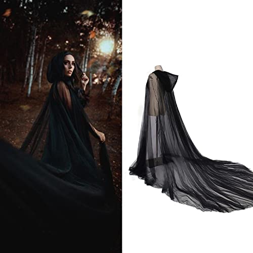 Cape en tulle pleine longueur idéale pour bal costumé et déguisement de sorcière gothique d'Halloween