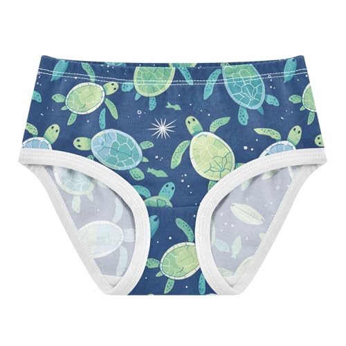 Wusikd Blue Green Turtles Girls' Underwear Cotton Ocean Girls Briefs Soft Toddler Underwear 2T