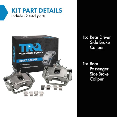 Image of TRQ Rear Brake Caliper Set Zinc Coated Brackets Hardware Compatible with 2012-2018 Dodge Journey