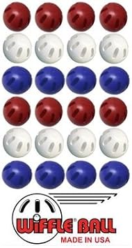 Wiffle Ball USA Bulk Pack of 24 Balls Includes 8 Each Patriotic Red White and Blue Balls for Backyard Fun with Kids and Adults -American Made Wiffle Ball Set - USA Outdoor Game