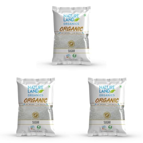 Image of Natureland Organics White Sugar 1 Kg - Organic Sugar (Pack of 3)