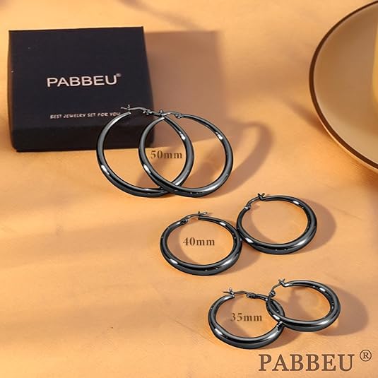 PABBEU S925 Sterling Silver Hoop Earrings Large Silver Hoop Earrings for Women Hypoallergenic Lightweight Big Thick Silver Hoop Earrings for Women Girls 35/40/50/60/70mm - Image 5