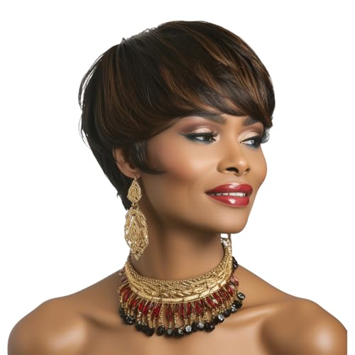 6”short pixie cut wigs for black women glueless wigs short