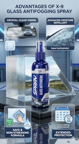 Image of Anti-Fog Spray & Rain Repellent Spray for Car Windshield Prevents Fogging for Automotive Dust Remover Cleaner In All Weather Conditions Fog Remover Which Improves Road Safety & Visibility (120ml x 3)