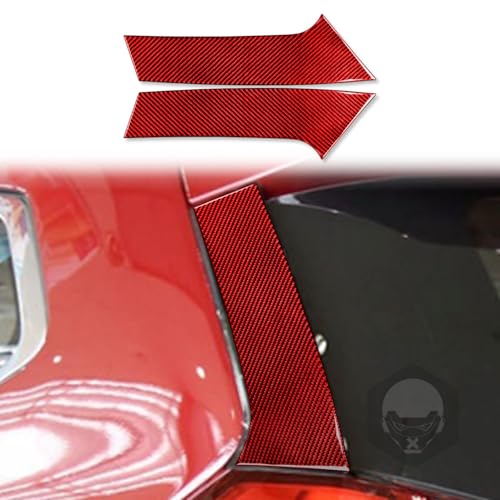 日産 エクストレイル T32系 2013~2021に対応 カーリアウィンドウテールゲートサイドトリム ガーニッシュ カーボンファイバー製 リアウィンドウサイドガーニッシュ 内装パーツ カスタム アクセサリー カー用品 (B. レッド)